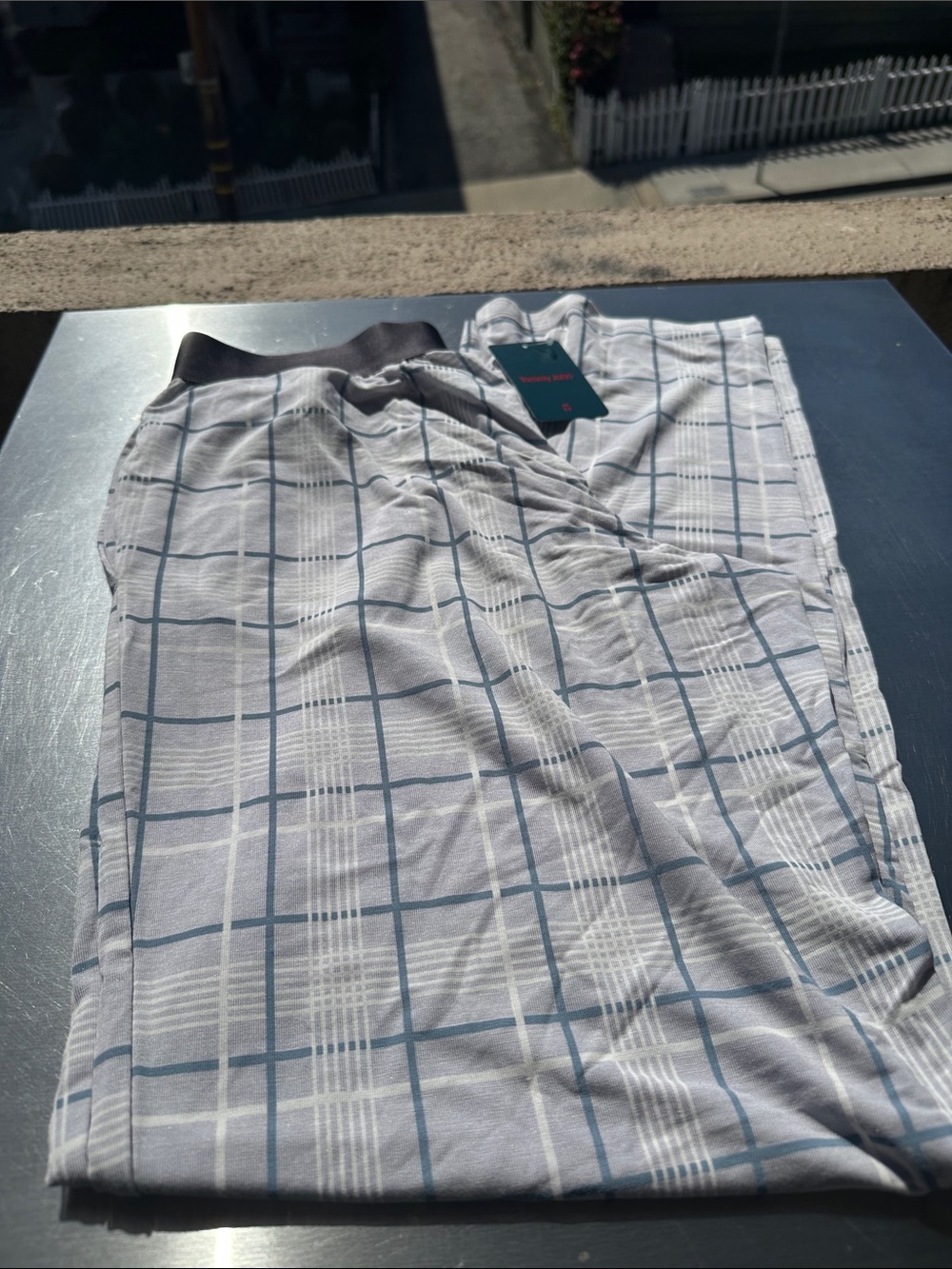 Tommy John Light Gray & Blue Plaid Sleep Pants